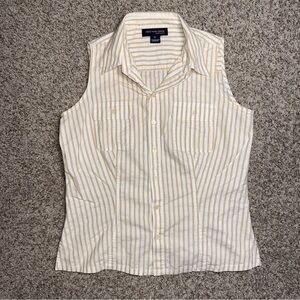 Jones New York Women's Cream Striped Button Down Shirt
